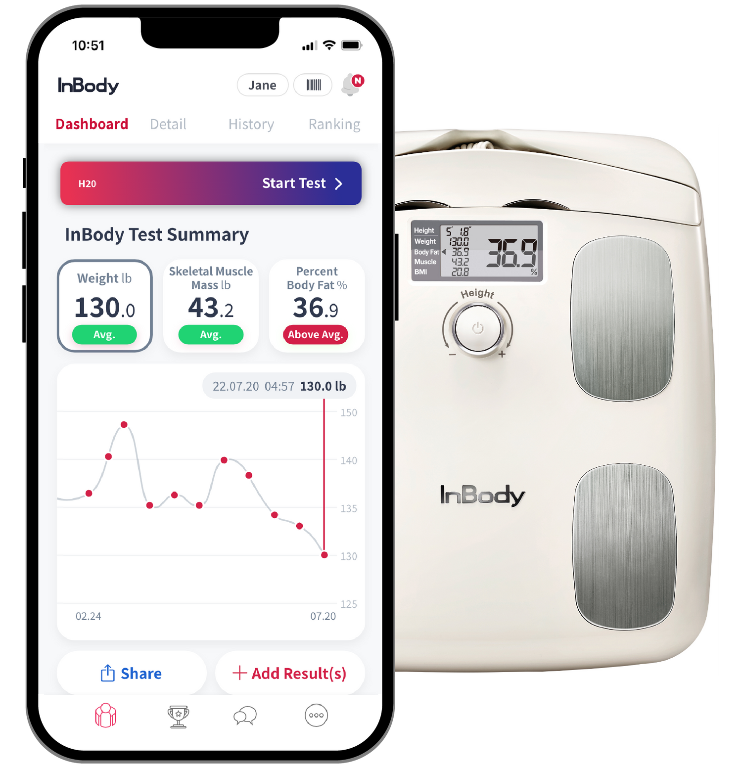 inbody dial h20n محلل تكوين الجسم العاج/البيج
