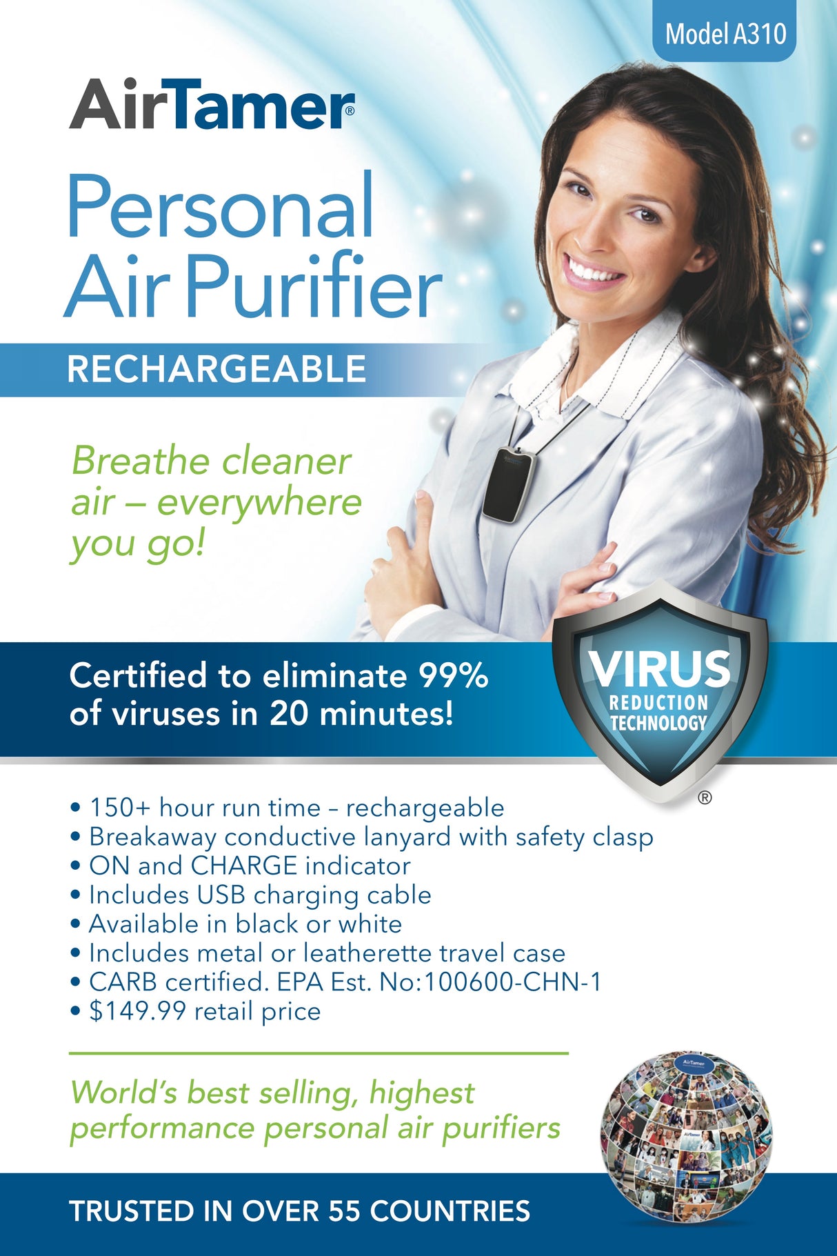 AirTamer A310 Wearable Personal Air Purifier