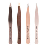 Brushworks HD 4 Piece Combination Tweezer Set - Gold