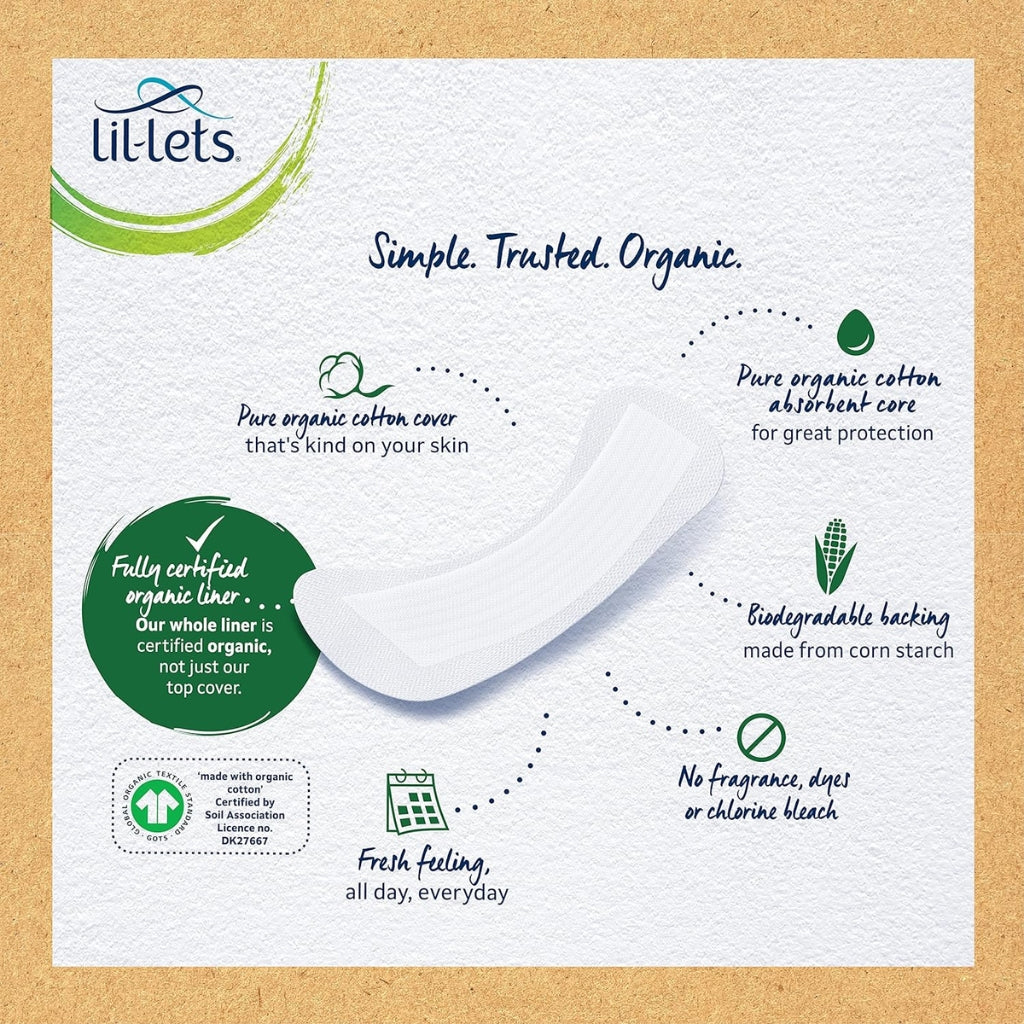 LilLets Organic Cotton Ultra Thin Normal Panty Liners 20s (2 pcs)