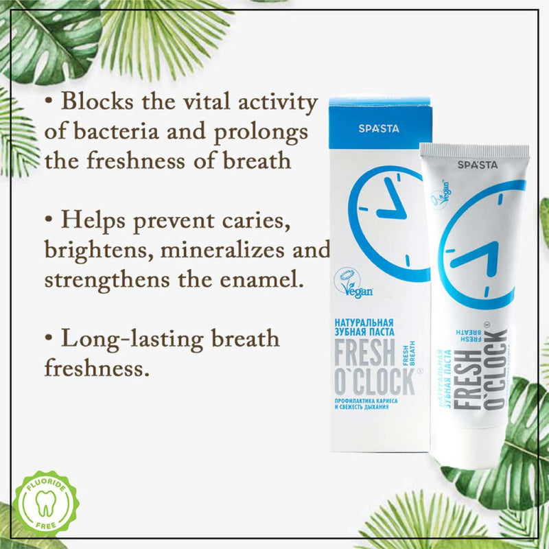 Spasta Fresh O'clock Natural Toothpaste for Caries Prevention & Fresh Breath, 90ml