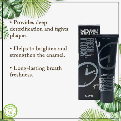 Spasta Fresh O'clock Natural Toothpaste - Whitening & Total Detox, 90ml