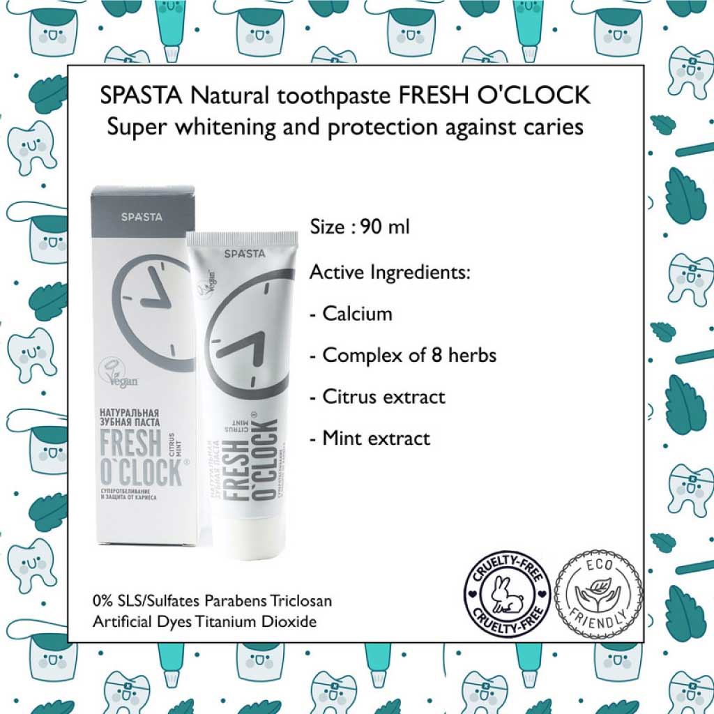 Spasta Fresh O'Clock Natural Toothpaste - Super Whitening, 90ml