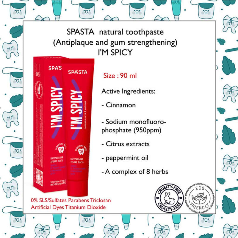 Spasta Natural Toothpaste - Antiplaque And Gum Strengthening, 90ml