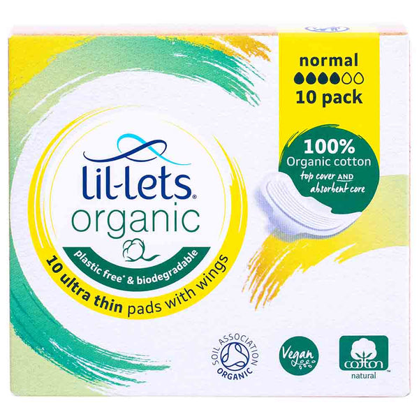 Lil-lets Organic Ultra thin Pads with Wings Normal 10's (2 pcs)
