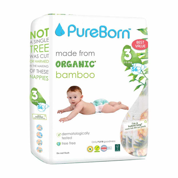 Pureborn-Value-Pack-Nappies-5.5-8kg-Size-3-56pcs-Daisy