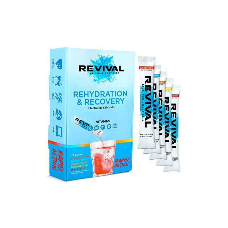 Revival Rapid Rehydration Electrolytes Powder - Supplement Drink  - 12 Pack